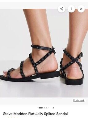 Steve Madden Black Spiked Jelly Wrap Sandals Size 9
